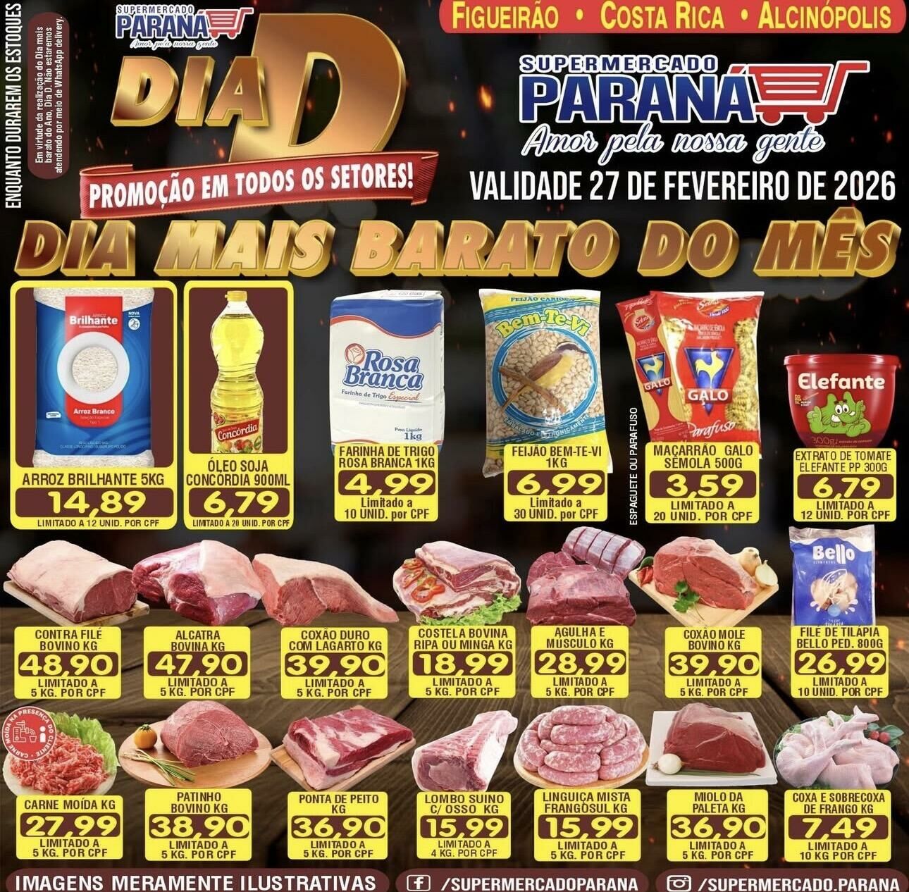 Imagem de compartilhamento para o artigo Dia D do Supermercado Paraná promete lotar carrinhos com carne de frango a R$ 7,49, arroz a R$ 14,89 e cerveja a R$ 2,49 da MS Todo dia